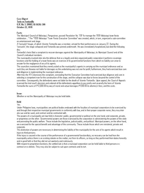torio vs fontanilla case digest|Case Digest: LAUDENCIO TORIO v. FONTANILLA .
